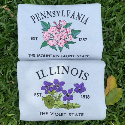 Embroidered US State Flowers Custom Sweatshirt