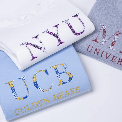 personalized flower floral college crew sweater