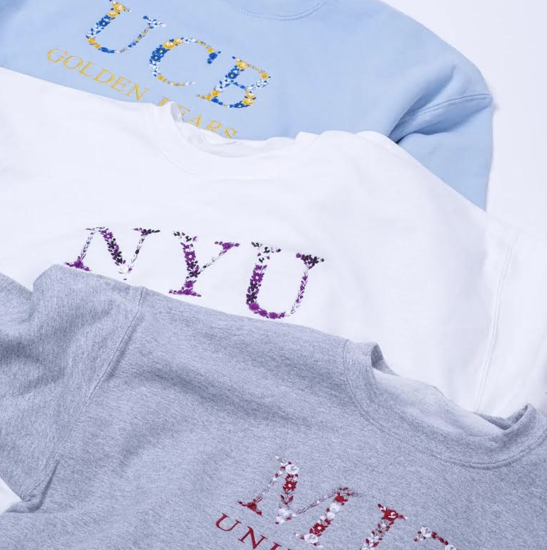 custom floral nyu new york embroidered sweatshirt