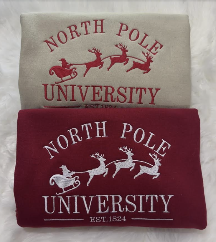 christmas north pole university embroidered sweatshirt