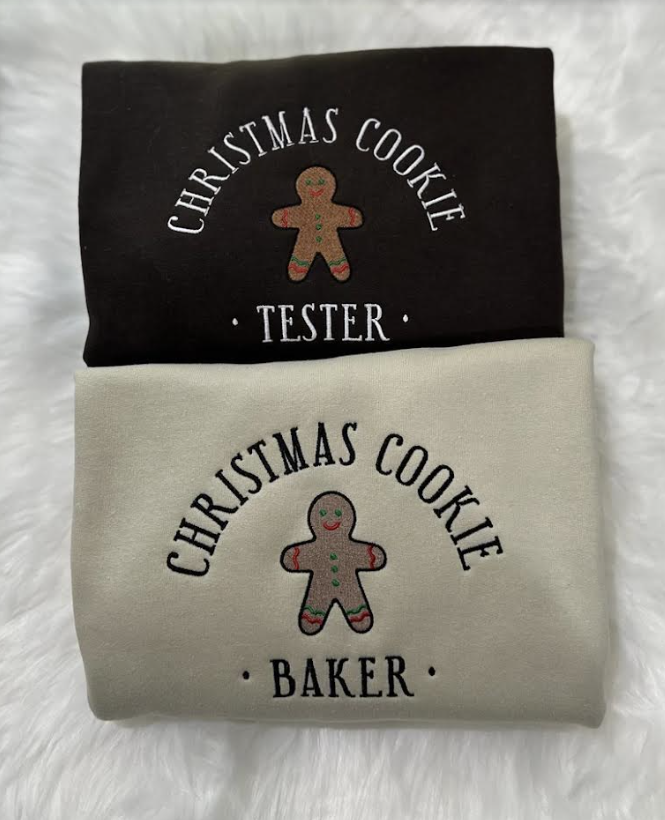 christmas gingerbread cookie baker emroidered crewneck sweatshirt