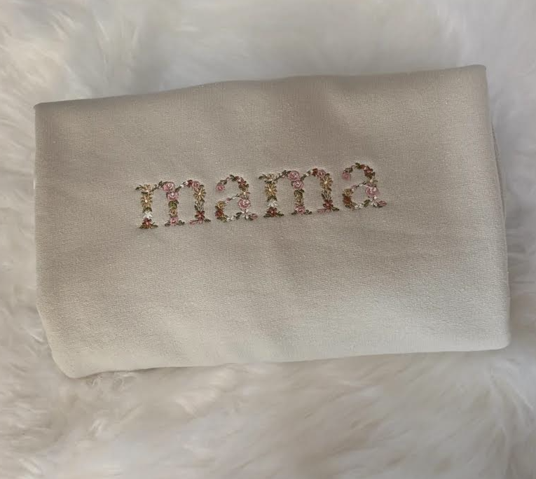 Mama motherhood Custom Neutral Embroidered Sweatshirt