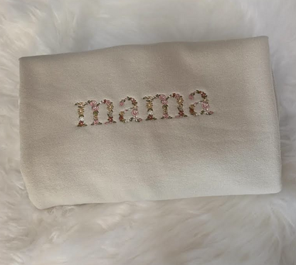 Mama motherhood Custom Neutral Embroidered Sweatshirt