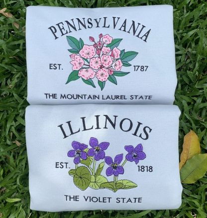 Embroidered US State Flowers Custom Sweatshirt