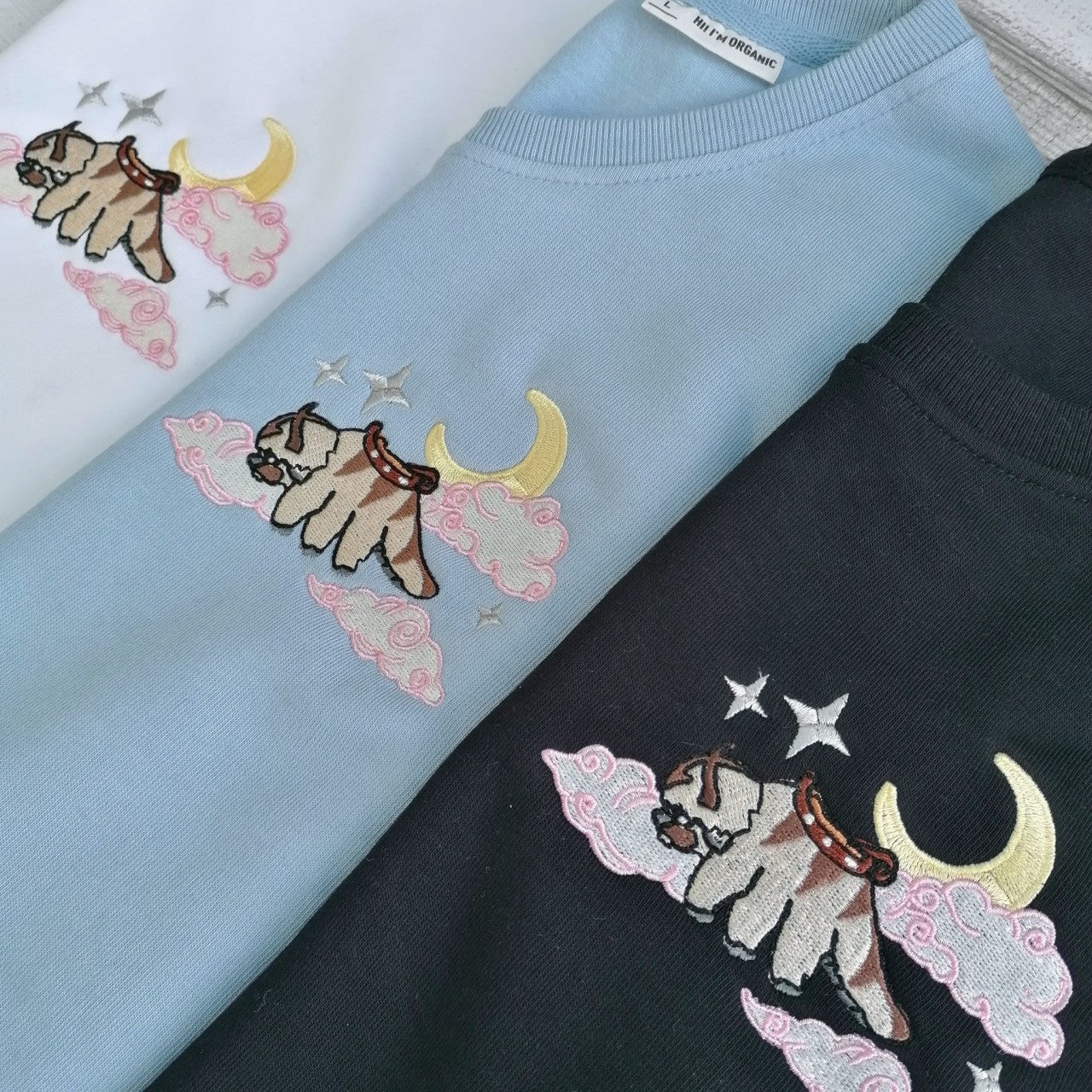 appa from avatar anime embroidered crewneck sweatshirt