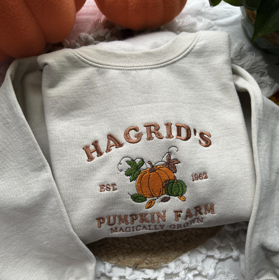 vintage fall pumpkin embroidered sweatshirt